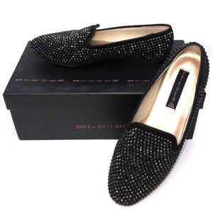 STEVE MADDEN BLACK JEWELED LOAFERS